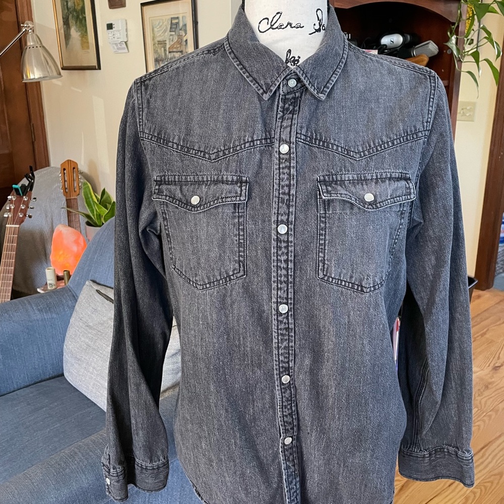 Black Denim Button Down